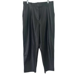 H&M Black High Waisted Vegan Faux Leather Straight Leg Pants Size 12